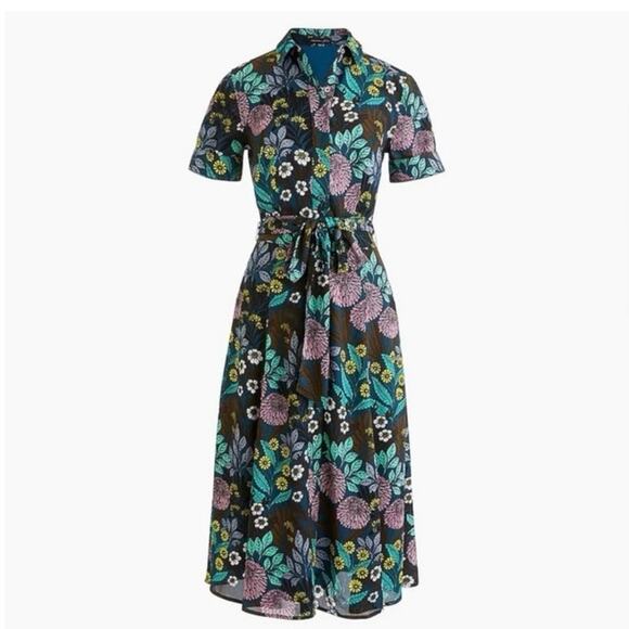 J.Crew x Abigail Borg Floral Shirt Dress Black Multi 00, XS - Picture 1 of 10
